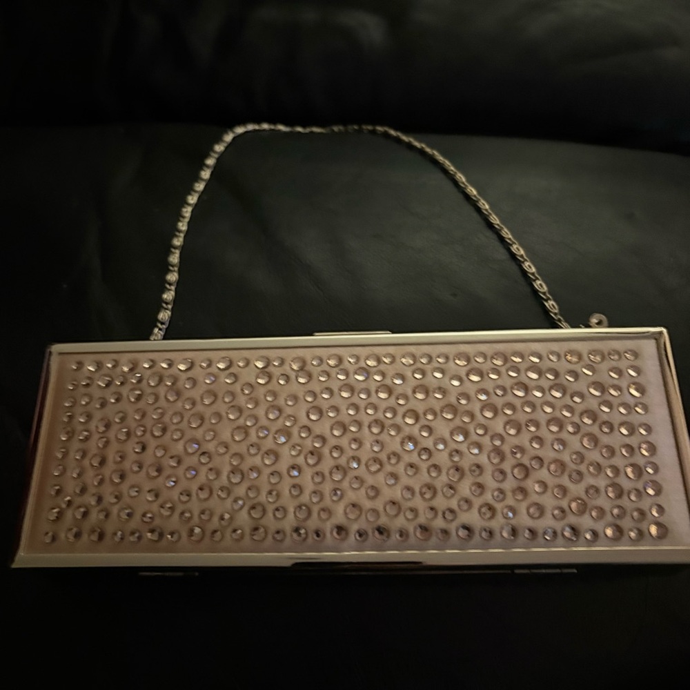 Carolee Rhinestone Embellished Hard Case Clutch Evening Bag